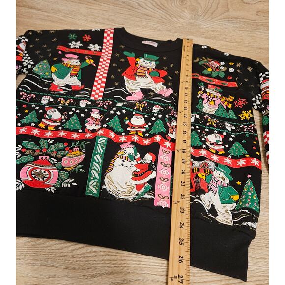 80s Christmas Nutcracker Sweatshirt Jolly Snowman Crewneck Ugly Sweater Size XL - Picture 2 of 6